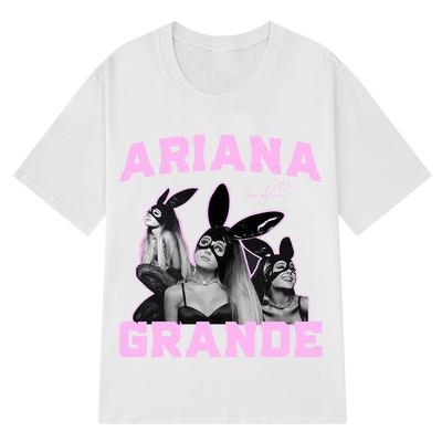 Singer Ariana Grande Fashion Vintage T-shirt Men Women High-quality T-shirts Short-sleeved Casual Cotton T-shirt Streetwear