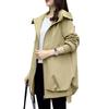 AUSKY Hooded with Zipper and Long Solid Loose Long for Everyday Wear Jacket/Coat Pockets, Sleeves, Color, Simple, Windproof, Fit, Length, Casual,