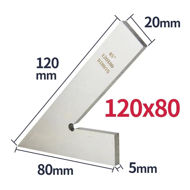 Riglă pătrată cu margine plată de 45 de grade pentru măsurarea tâmplăriei Încercați instrumente de dulgher pătrate Prelucrarea lemnului Set de riglă unghiulară din metal pătrate