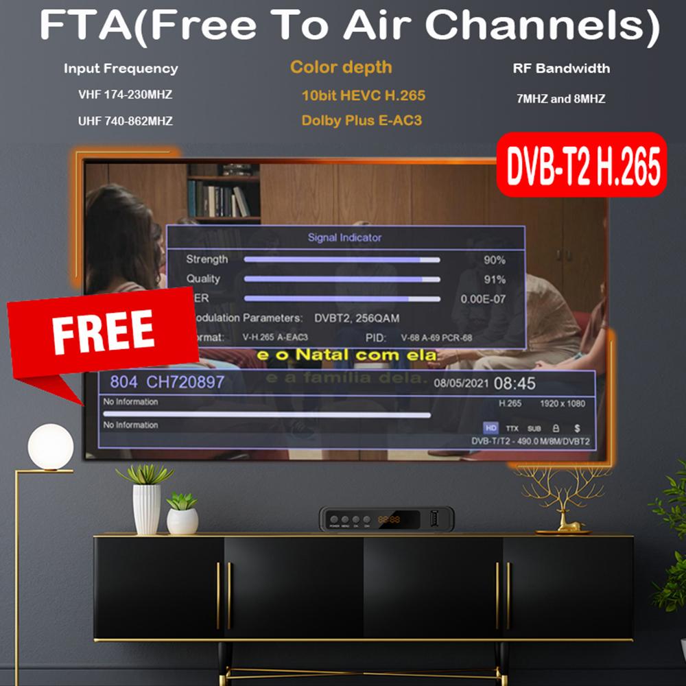 Europe H.265 DVB-T2 DVB-C TV Decoder HD 1080P Mini TV Tuner HEVC 10Bit FM Digital Terrestrial Receiver Support WiFi