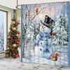 Winter Snowman And Cardinals Shower Curtain Christmas Wonderland Trees Holiday Bathroom Curtain For Decor Waterproof Fabric Sets