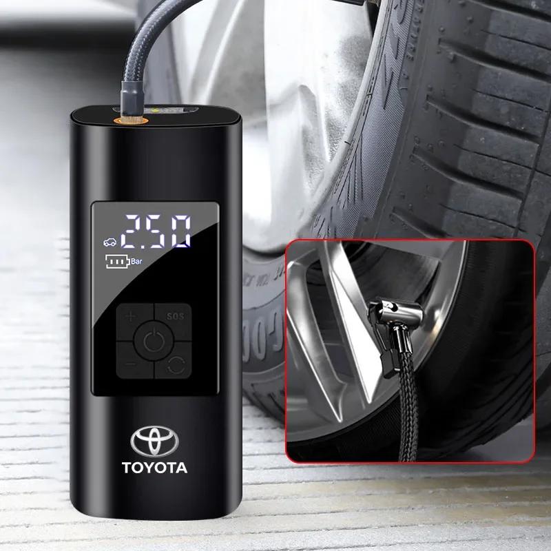 1Pcs Car Tire Inflator Smart Digital Inflatable Pump Emblem Accessories For Toyota TRD Corolla Yaris Rav4 Avensis Auris Camry