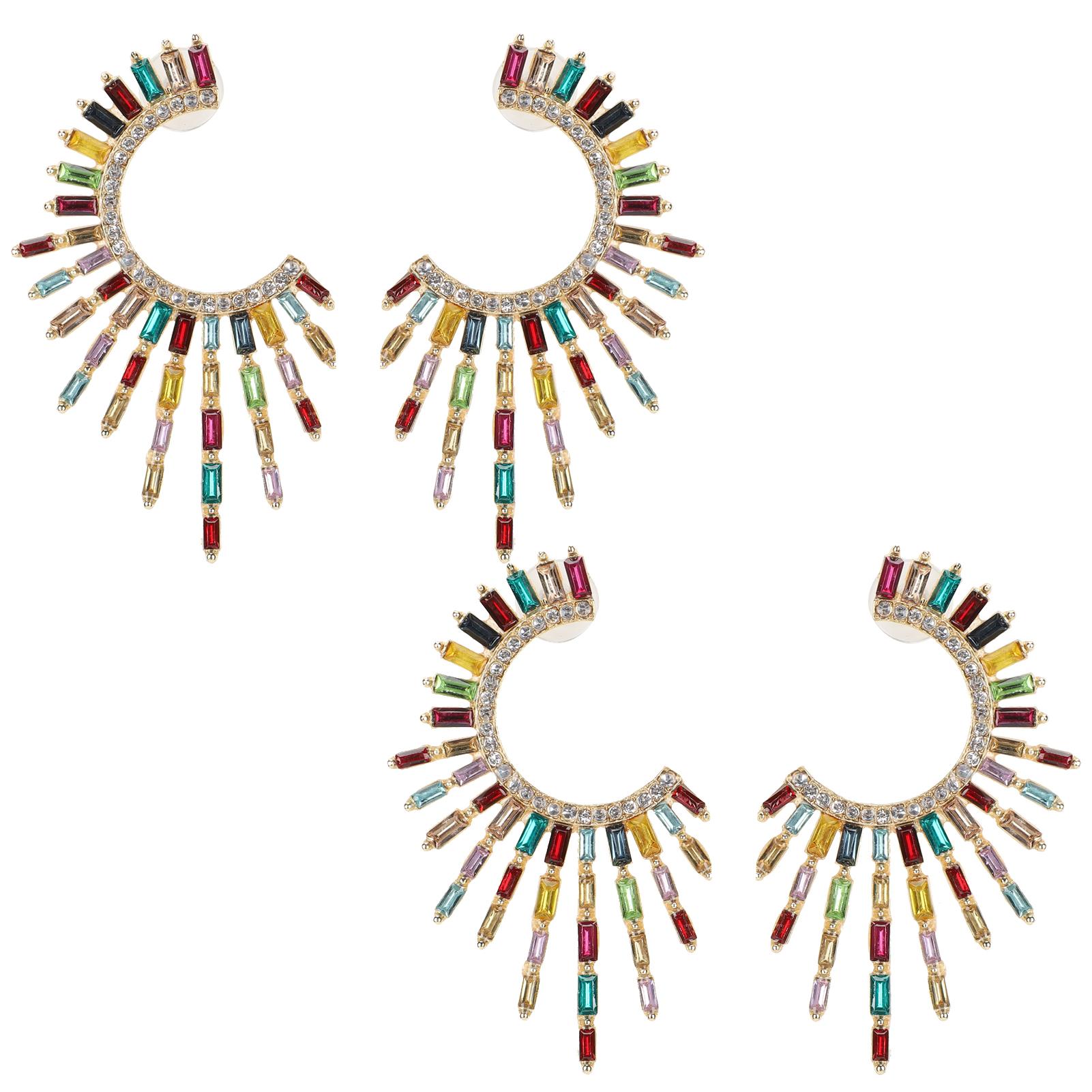 

2 пары простых неправильных геометрических полукруглых C-образных модных серег с полной отделкой