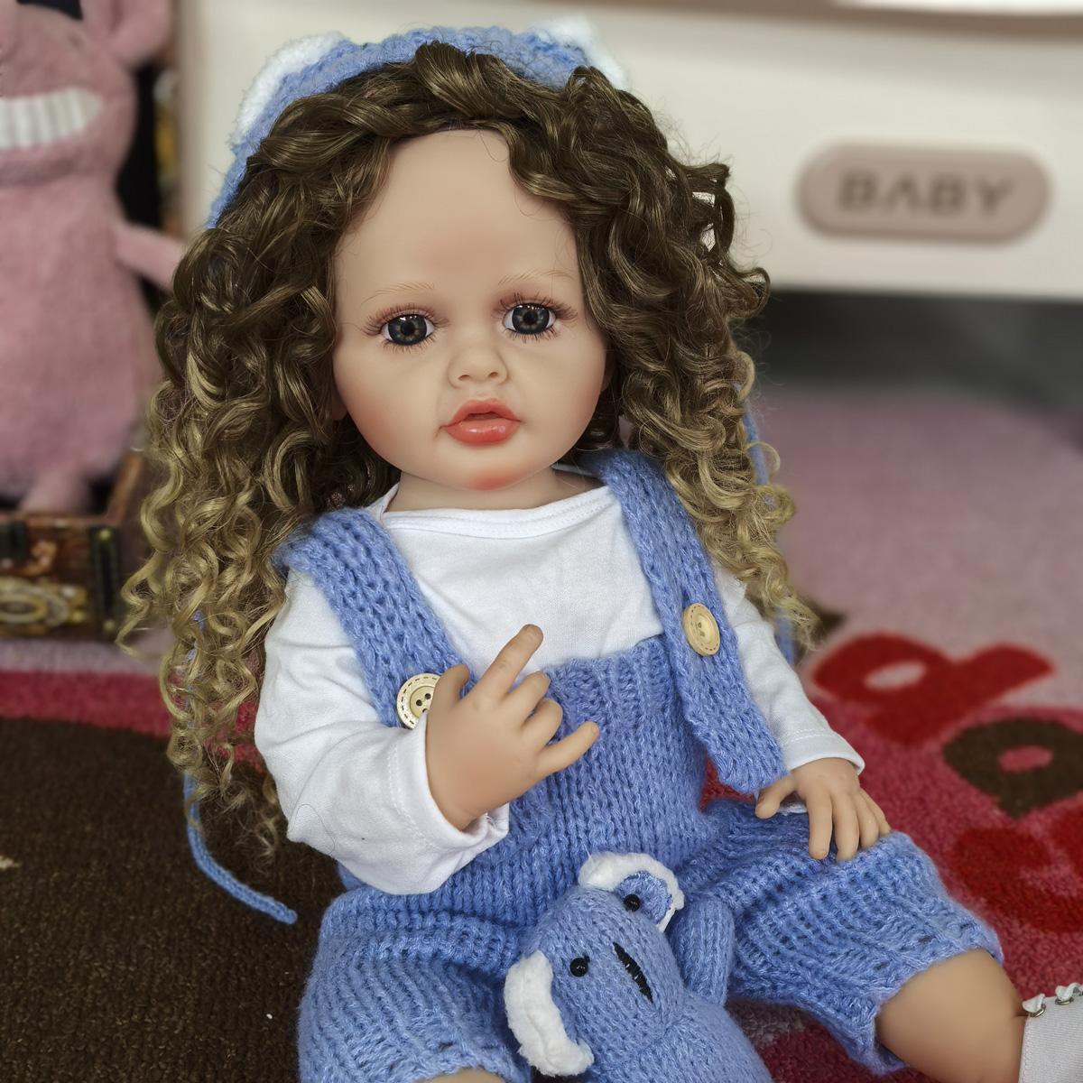 Модные кудри Baby Reborn Girls Dolls 55 см Силиконовые куклы Reborn всего тела — фото 7