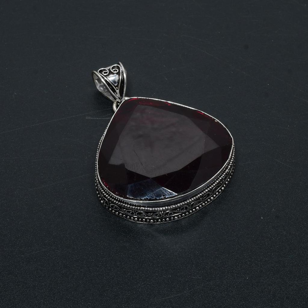 Red Garnet Gemstone Handmade 925 Sterling Silver Pendant, Garnet Jewelry Necklace, Handmade Gifts For Women, Pear Antique Jewelry