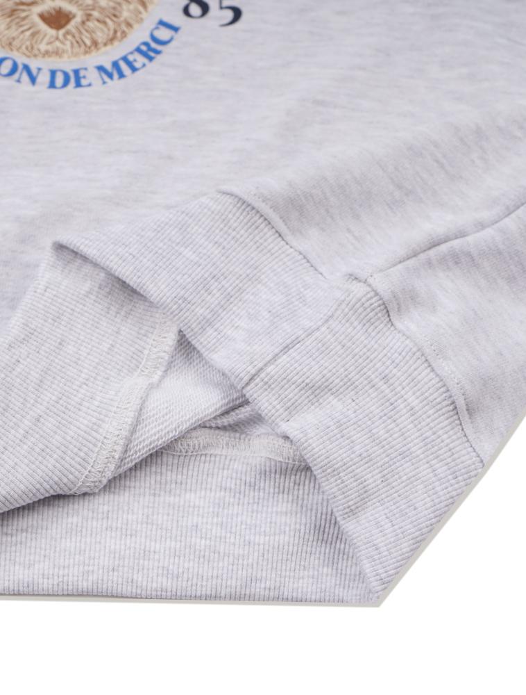 LA MAISON STUDIO Women'S Crop Classic Logo Bearfriends Heavy Terry Sweatshirt Ash Grey (Fcd3Ts706W)