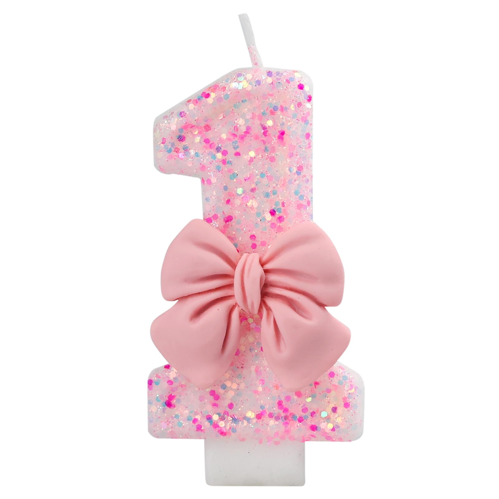 

Свічка на торт 1 свічка - Рожевий глітер з бантиком Свічка з написом З Днем народження Топпер для торта Декорація для вечірки з нагоди дня народження