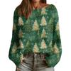 Women's Fashion Round Neck Long Sleeve Christmas Print Casual Pullover Sweater Top