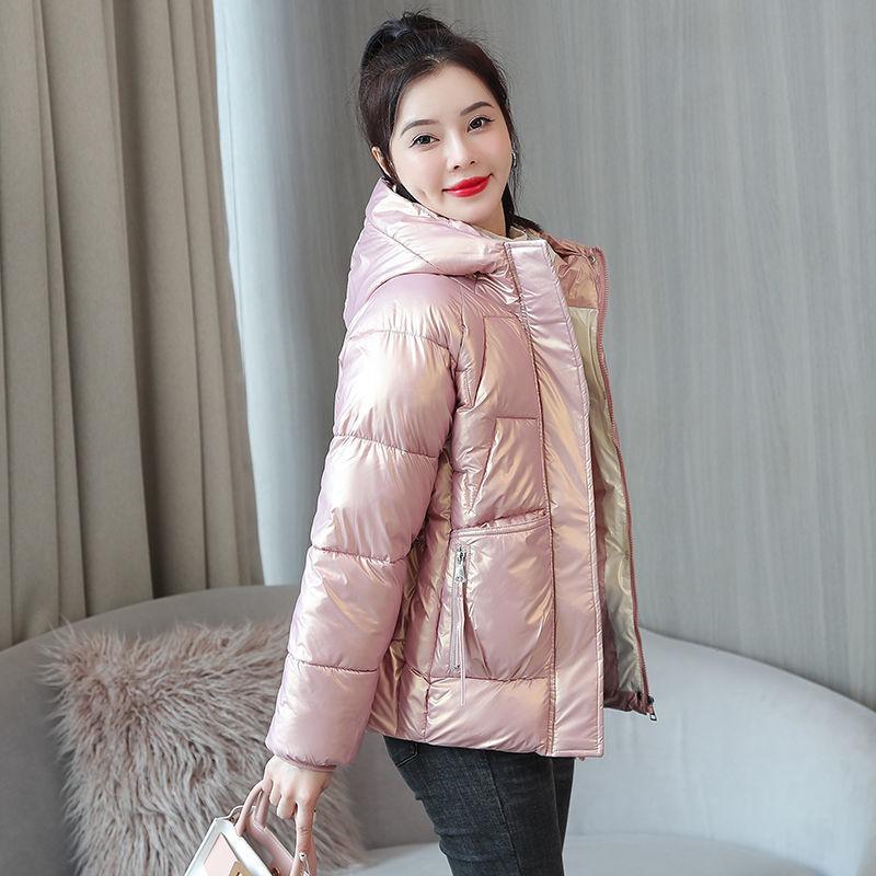 

Женская мода на хлопчатобумажную подкладку осенью и зимой, новая глянцевая несмываемая утолщенная студенческая корейская версия, свободная хлопчатобумажная подкладка 3XL [150-85kg]