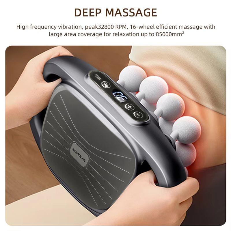 16-Heel Head Percussion Massager Gun Electric Deep Tissue Body Fitness Muscle Relaxation Tool For Back, Shoulders, Legs, Feet