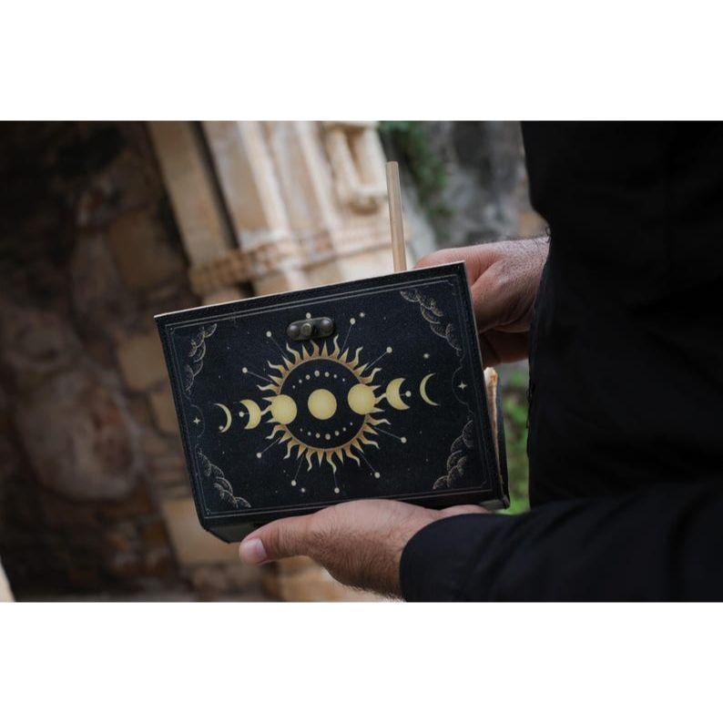 Sun Moon Leather Journal for Men Women 200 Pages of Antique Handmade Deckle Edge Vintage Paper Traveling Sketchbook