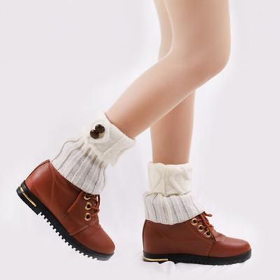Women Leg Warmers Knitted Gaiters With Buttons Warm Boot Cuff Sock Girl