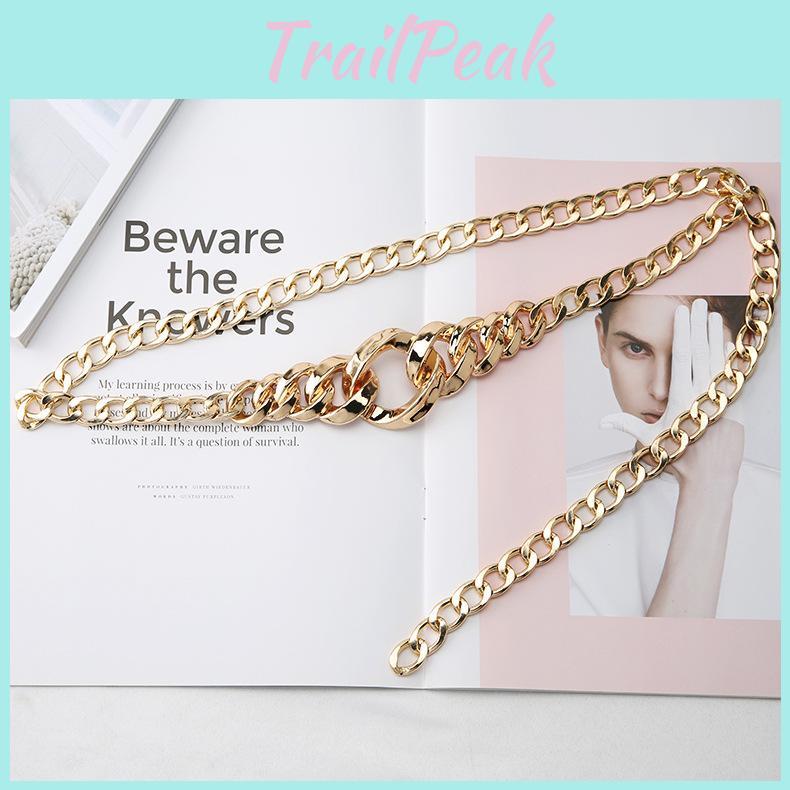 Womens Metal Chain Waist Chain With Round Buckle Versatile Belt For Daily