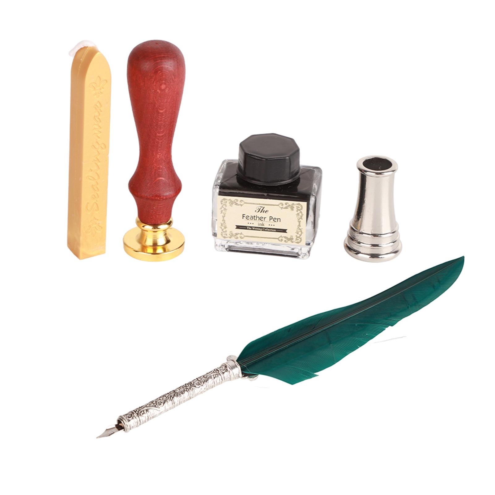 Feather Pen Set Dipped Ink Retro European British Fancy Calligraphy Practicing Gift Box