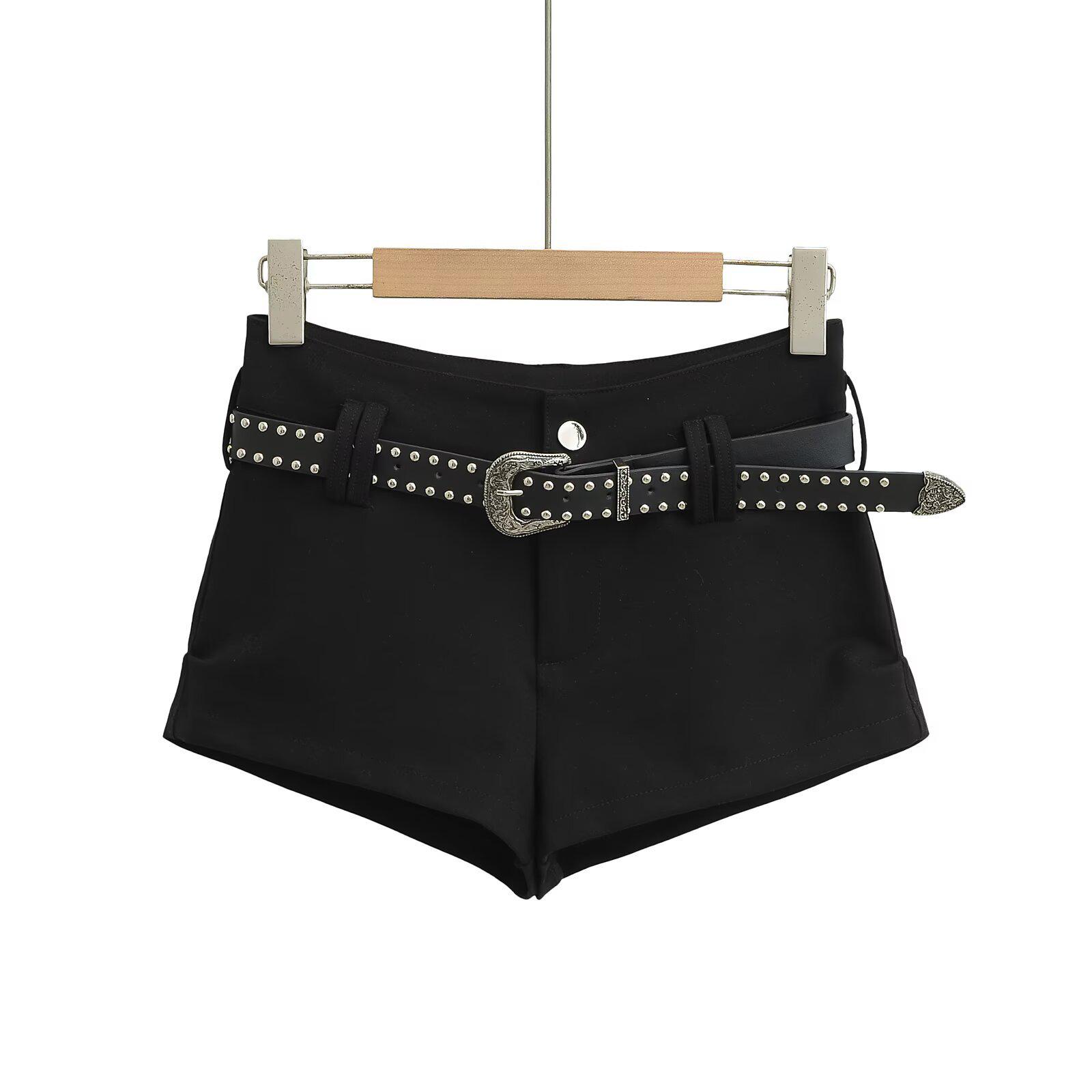 

Джинсовые шорты с низкой посадкой в стиле Y2K 2025 года: Летний женский облегающий и стройнящий дизайн XS чёрный