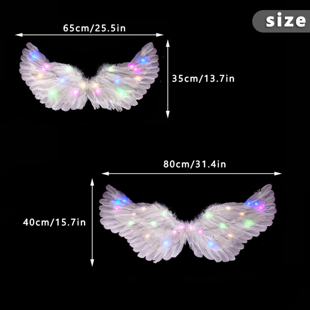 Glowing Angel Wings with LED String Lights Halloween Party Cosplay Costume Accessories Props