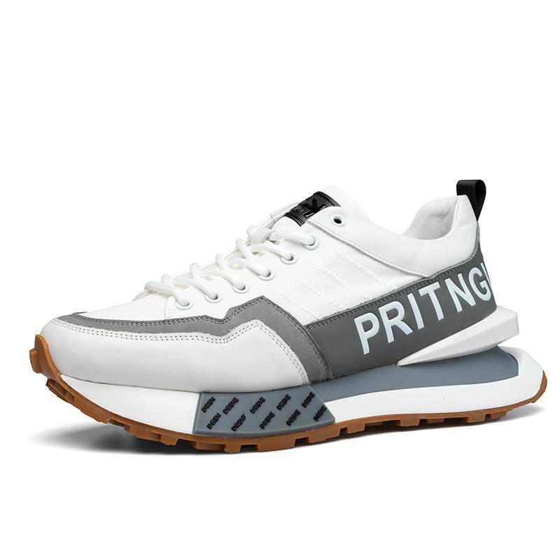 

Summer new men s shoes trend versatile casual shoes leather dad shoes men thick baseplate shoes trendy shoes 43 белый