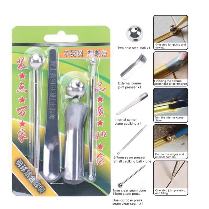 5Pcs Stainless Steel Tile Grout Cleaning 5 Piece Tool Set Rust Proof Easy Operation For Home Floor Tile Renovation Repair