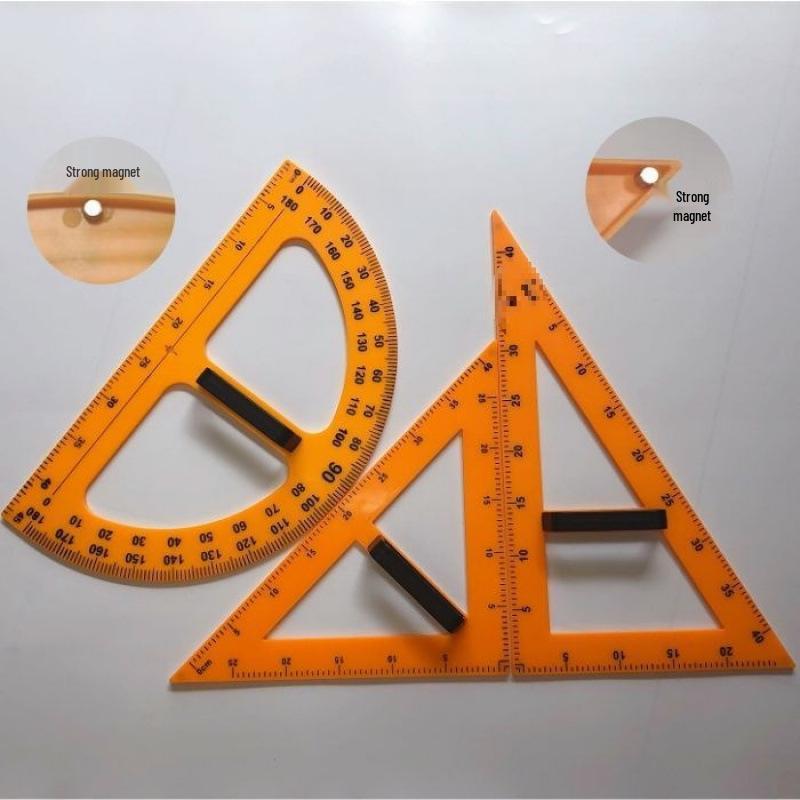 Magnetisches Lehrer-Set: Winkel, Lineal, Winkelmesser mit Griff