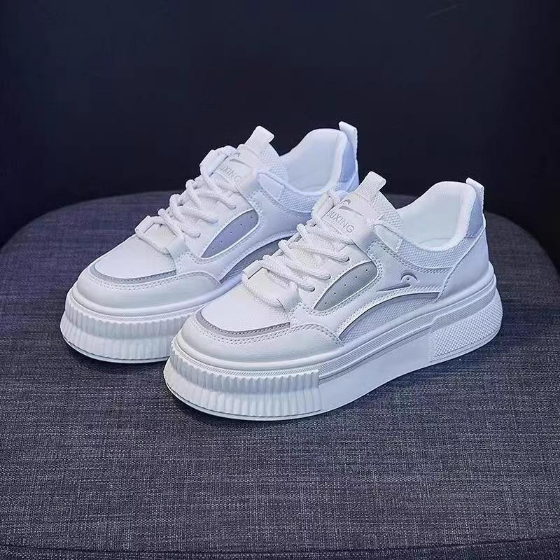 thick-soled mesh white shoes for women show high and versatile 2025 spring and summer new popular casual board shoes niche mesh shoes for women