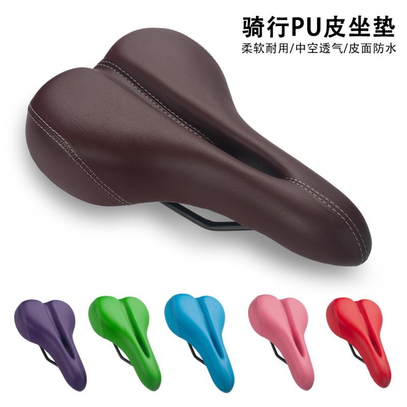 Comfortable Hollow Bicycle Saddle With Memory Foam Padding PU Leather Cover Non-Slip Waterproof Seat Mountain Road Bikes