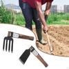 Garden Hoe Cultivator Sturdy Wood Handle Carbon Steel Tiller Tool for Loosening Soil Lawn