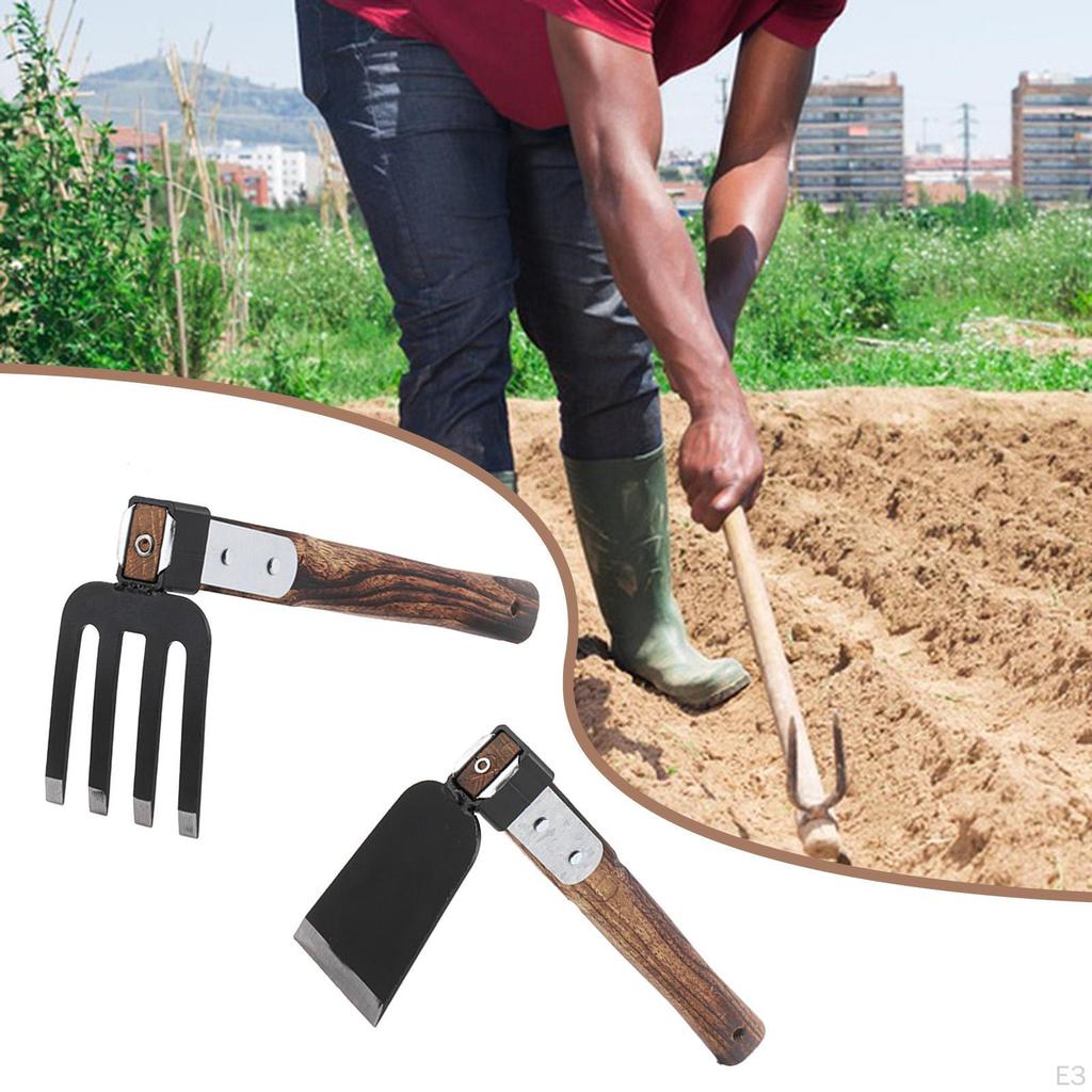 Garden Hoe Cultivator Sturdy Wood Handle Carbon Steel Tiller Tool for Loosening Soil Lawn