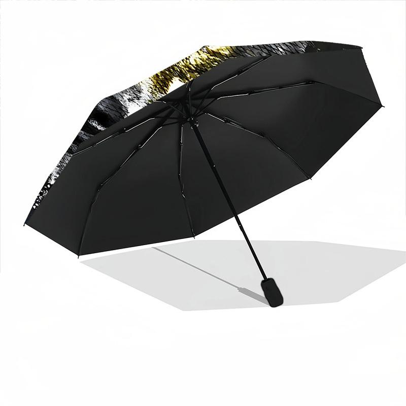1pc Wolf Fashionable Automatic Opening/Closing Folding Umbrella with 8 Bones, Windproof Portable, Daily Use010