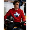 Crew Neck Men's Hockey Print Polyester Sweatshirt Breathable Loose Fit Daily Wear Lounge Top