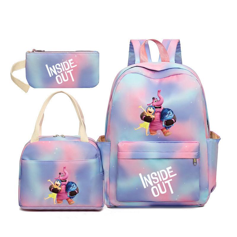 Ideout team gradual change color rainbow backpack boys and girls three-piece set