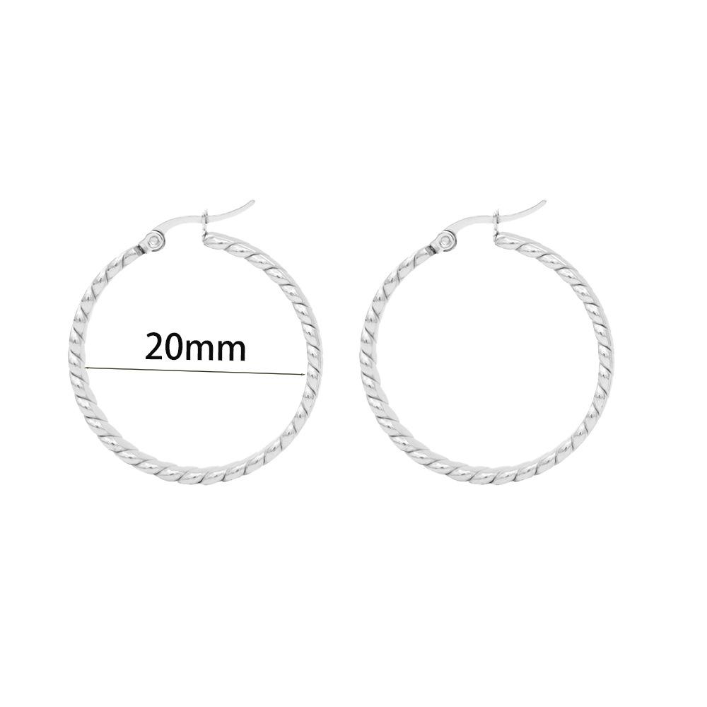Titanium Steel K Furnace Real Gold Electroplating Thick Round Twist Circle Earrings Light Luxury Personality Temperament Versatile Ear Buckle Earrings