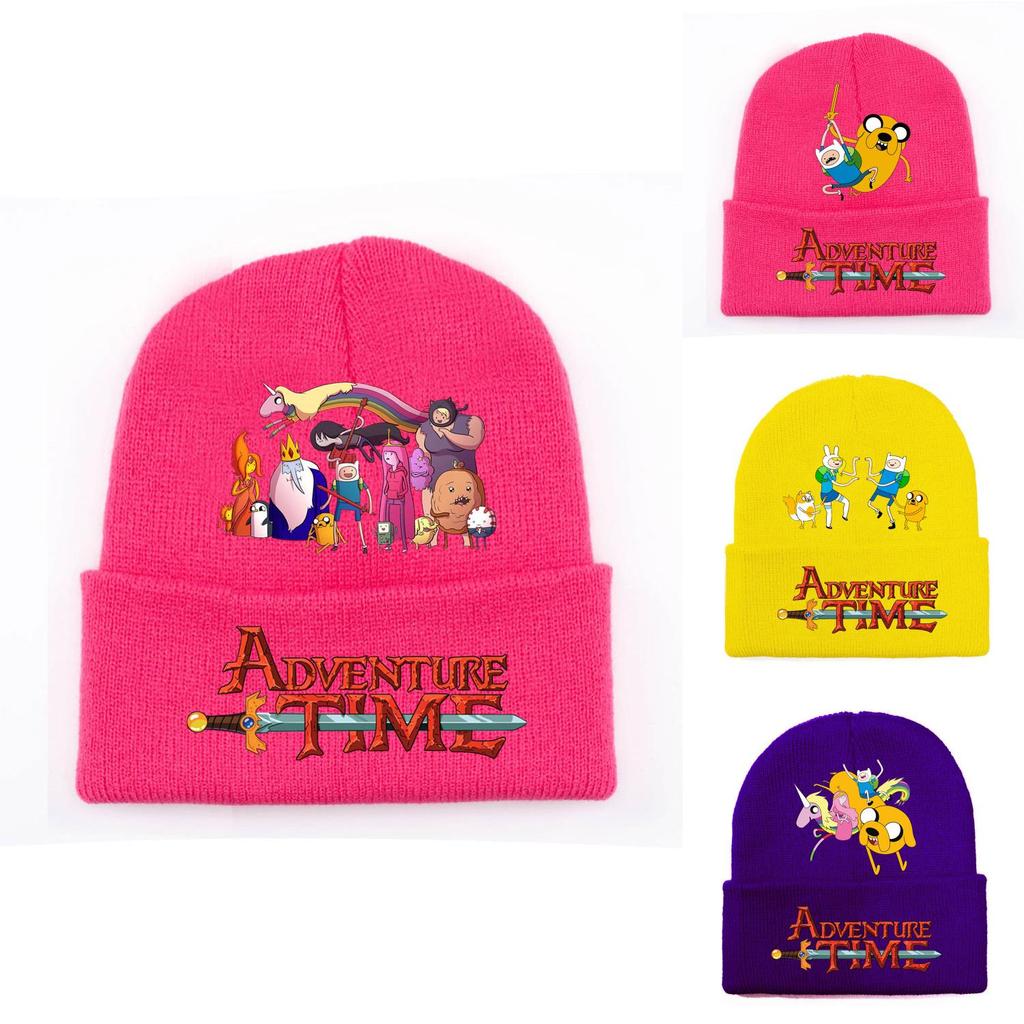 Adventure Time Cartoon Print Acrylic Knit Hat Winter Warm Unisex Beanie For Adults Teens