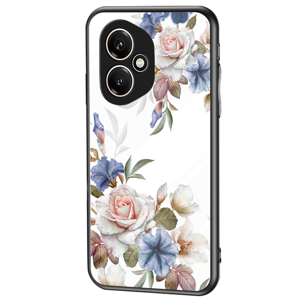 

Для Honor 400 5G (Глобальный) Чехол с цветочным узором из ТПУ+закаленного стекла, защитная накладка для телефона A