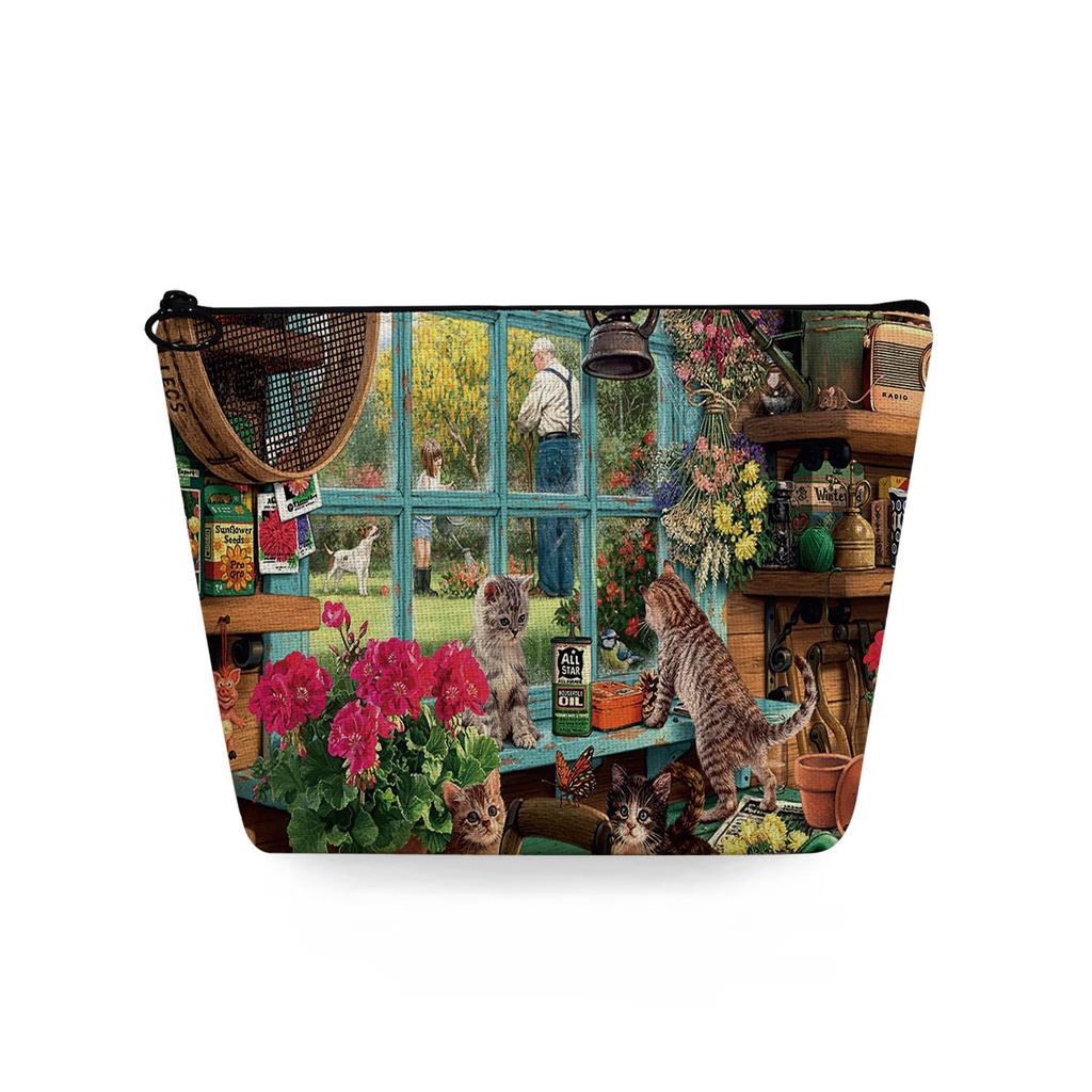 Dam Katt Tryck Sminkväska Toalettartiklar Organisera Reseförvaringsfodral 6784