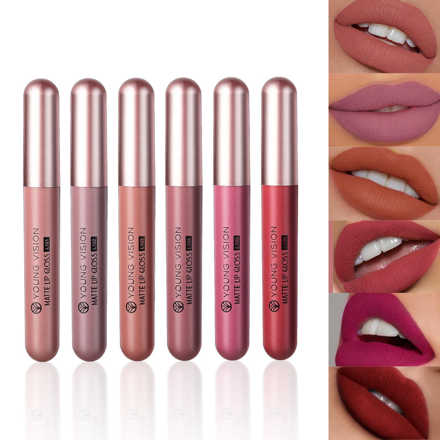 

YOUNG VISION Матовый шелковистый блеск для губ Mist Lip Gloss Set 6 помад стойкие водостойкие и не содержат макияжа