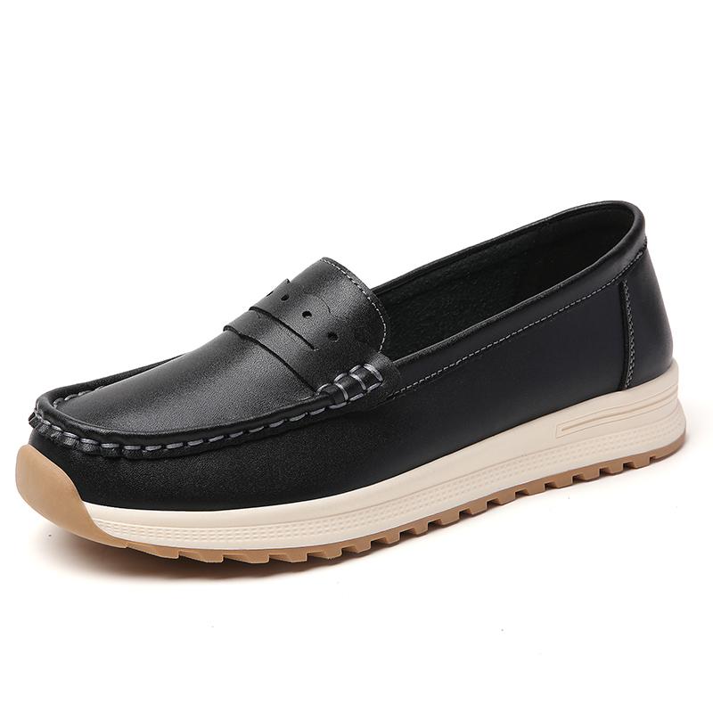 100% Genuine Leather Women's Large-sized Casual Sports Shoes, Loafers, Fashionable, Comfortable and Lightweight Leather Shoes