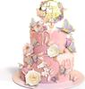29 PCS Flower Cake Toppers Butterfly Cake Decorations with Artificial Pink and Purple Flowers for Women Birthday Wedding Party