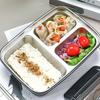Lunch Box Stainless Steel Inner Container with 3/4 Compartments Leak-Proof Bento Box with Chopsticks Spoon Mobile Phone Holder