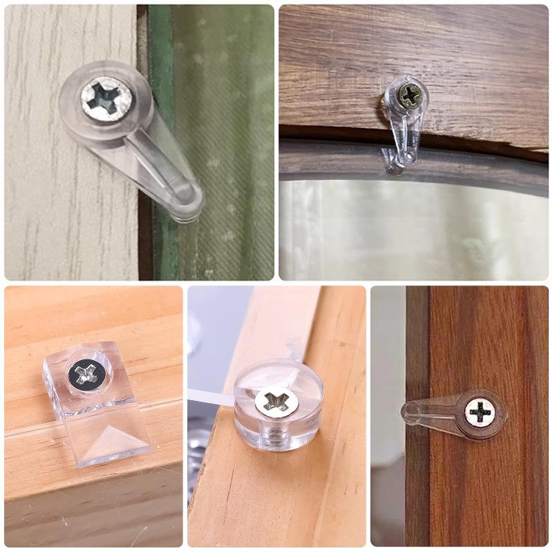 10-200Pcs Glass Retainer Clips Kit with Screws for Fixing Glass Cabinet Doors Windows Home Improvement Hanging Hardware Tools