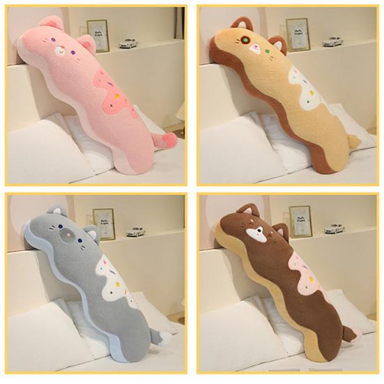 Perna Plus Pisică Cremă Perna Ergonomică pentru Corp pentru Dormit Lateral și Ghemuit 80/100cm Animal Moale de Pluș pentru Pat și Canapă