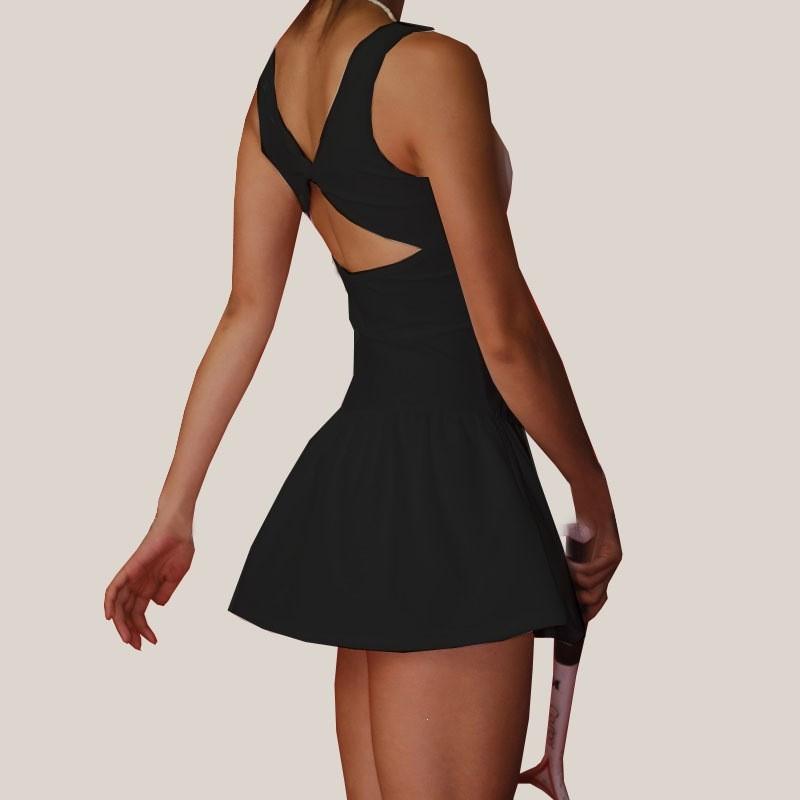 Womens Yoga Romper With Built-in Bra Pad Quick-Dry High-Stretch Fitness Dress Gym Tennis Pilates