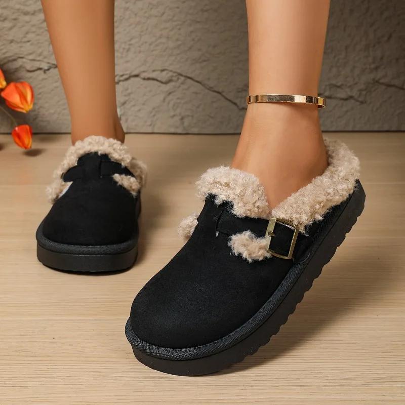 Fashion Snow Boots Winter Wear Outside Thick Sole Cotton Shoes Plush Thicken Keep Warm Slippers Platform Casual Shoes Outdoor Slippers