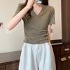 V-neck Short-sleeved T-shirt Women's Summer Thin Slim Tops
