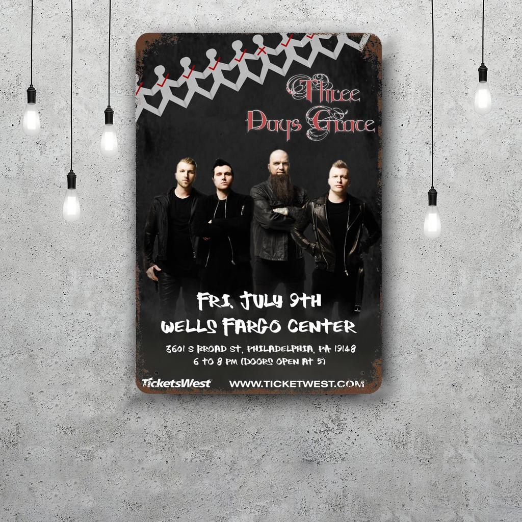 Three days grace band Dekoration Poster Vintage Blechschild Metallschild Dekorative Plakette für Kneipe Bar Man Cave Club Wanddekoration