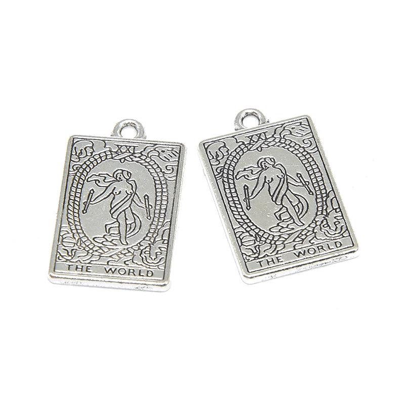 Set aus 6 Anhängern mit antikem Silber-Tarot: DIY Legierungs-Schmuckzubehör für Armbänder und Halsketten