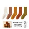 5 Pairs of Girls Autumn and Winter Warm Anti Pilling Boneless Pure Cotton Simple Thick Wool Ring Tube Socks