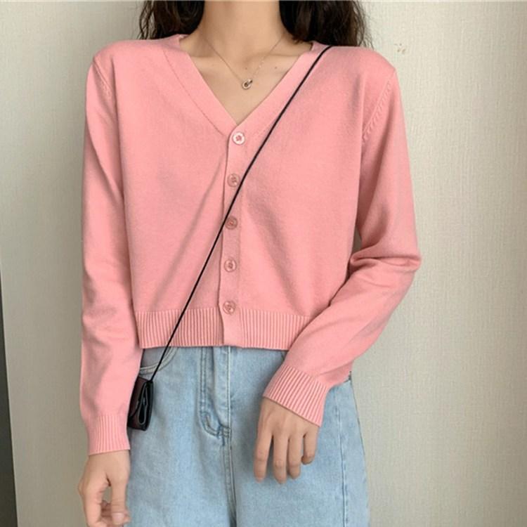 Sweater Knitted Cardigan Button Jacket Autumn Winter V-neck Long Sleeve Casual Short Tops For Women Sweater Grey White