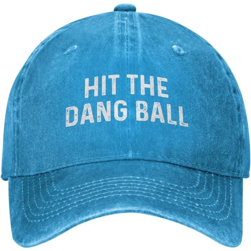 Hit The Dang Ball Baseball Cap Funny Slogan Cotton Denim Washed Snapback Hat Casual Outdoor Adjustable Unisex Can Be Adjusted