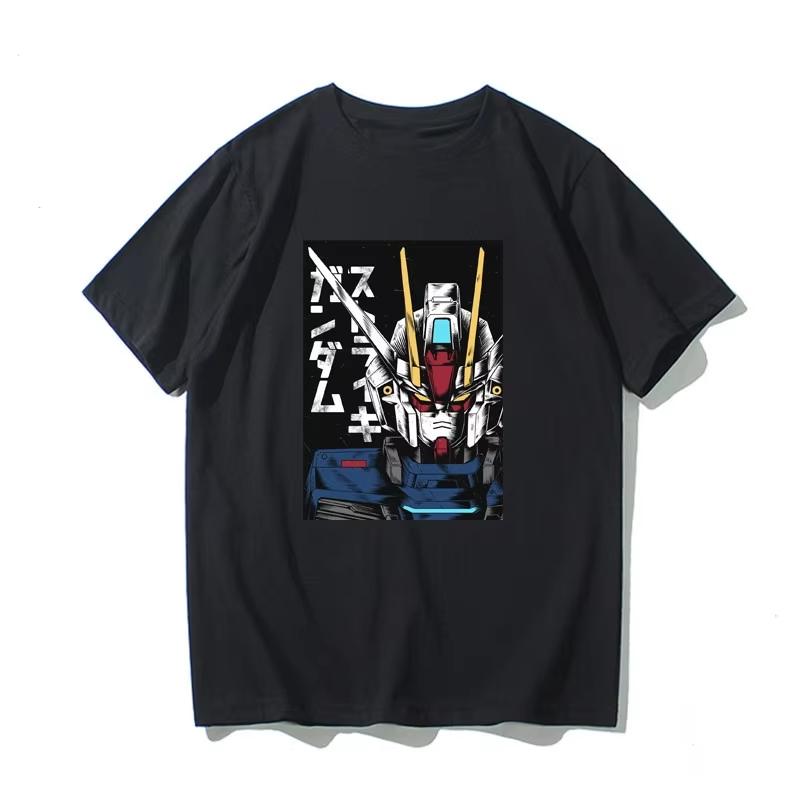 2026 Summer Mobile Suit Gundam Strike Freedom Bust Print Loose Anime Mecha Casual Short Sleeve Women And Men T-shirt