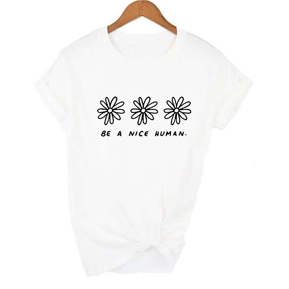 Be A Nice Human Print Women Summer Short Sleeve Funny Fashion Tops Tumblr Casual Slogan Religion